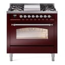 Nostalgie II 36 UP36FNMPBUC Freestanding Dual Fuel Range with 6 Sealed Burners with Griddle Single Oven with Triple Glass Door with Chrome knobs view 1