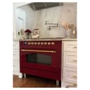 Nostalgie II 36 UP36FNMPBUG Freestanding Dual Fuel Range with 6 Sealed Burners with Griddle Single Oven with Triple Glass Door with Brass knobs view 5