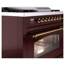 Nostalgie II 36 UP36FNMPBUG Freestanding Dual Fuel Range with 6 Sealed Burners with Griddle Single Oven with Triple Glass Door with Brass knobs view 11