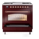 Nostalgie II 36 UP36FNMPBUP Freestanding Dual Fuel Range with 6 Sealed Burners with Griddle Single Oven with Triple Glass Door with Copper knobs view 5