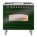 Nostalgie II 36 UP36FNMPEGB Freestanding Dual Fuel Range with 6 Sealed Burners with Griddle Single Oven with Triple Glass Door with Bronze knobs view 3