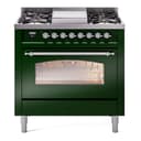 Nostalgie II 36 UP36FNMPEGC Freestanding Dual Fuel Range with 6 Sealed Burners with Griddle Single Oven with Triple Glass Door with Chrome knobs view 1