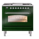 Nostalgie II 36 UP36FNMPEGC Freestanding Dual Fuel Range with 6 Sealed Burners with Griddle Single Oven with Triple Glass Door with Chrome knobs view 3