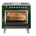 Nostalgie II 36 UP36FNMPEGC Freestanding Dual Fuel Range with 6 Sealed Burners with Griddle Single Oven with Triple Glass Door with Chrome knobs view 4