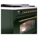 Nostalgie II 36 UP36FNMPEGG Freestanding Dual Fuel Range with 6 Sealed Burners with Griddle Single Oven with Triple Glass Door with Brass knobs view 6
