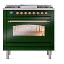 Nostalgie II 36 UP36FNMPEGP Freestanding Dual Fuel Range with 6 Sealed Burners with Griddle Single Oven with Triple Glass Door with Copper knobs view 3