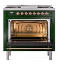 Nostalgie II 36 UP36FNMPEGP Freestanding Dual Fuel Range with 6 Sealed Burners with Griddle Single Oven with Triple Glass Door with Copper knobs view 4