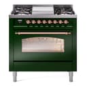 Nostalgie II 36 UP36FNMPEGP Freestanding Dual Fuel Range with 6 Sealed Burners with Griddle Single Oven with Triple Glass Door with Copper knobs view 1