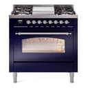 Nostalgie II 36 UP36FNMPMBC Freestanding Dual Fuel Range with 6 Sealed Burners with Griddle Single Oven with Triple Glass Door with Chrome knobs view 1