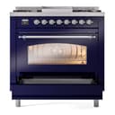 Nostalgie II 36 UP36FNMPMBC Freestanding Dual Fuel Range with 6 Sealed Burners with Griddle Single Oven with Triple Glass Door with Chrome knobs view 5