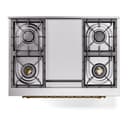 Nostalgie II 36 UP36FNMPMBG Freestanding Dual Fuel Range with 6 Sealed Burners with Griddle Single Oven with Triple Glass Door with Brass knobs view 7