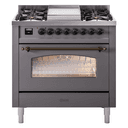 Nostalgie II Series 36 inch Freestanding Dual Fuel Range with Natural Gas, 6 Sealed Burners, 3.5 cu. ft. Total Oven Capacity, Griddle, Convection Oven, Continuous Grates, Storage Drawer, with Bronze Trim view 1
