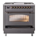 Nostalgie II Series 36 inch Freestanding Dual Fuel Range with Natural Gas, 6 Sealed Burners, 3.5 cu. ft. Total Oven Capacity, Griddle, Convection Oven, Continuous Grates, Storage Drawer, with Bronze Trim view 5