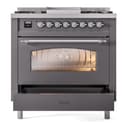 Nostalgie II 36 UP36FNMPMGC Freestanding Dual Fuel Range with 6 Sealed Burners with Griddle Single Oven with Triple Glass Door with Chrome knobs view 5