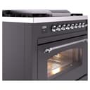 Nostalgie II 36 UP36FNMPMGC Freestanding Dual Fuel Range with 6 Sealed Burners with Griddle Single Oven with Triple Glass Door with Chrome knobs view 6