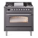 Nostalgie II 36 UP36FNMPMGC Freestanding Dual Fuel Range with 6 Sealed Burners with Griddle Single Oven with Triple Glass Door with Chrome knobs view 1