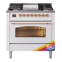 Nostalgie II 36 UP36FNMPRAP Freestanding Dual Fuel Range with 6 Sealed Burners with Griddle Single Oven with Triple Glass Door with Copper knobs view 1