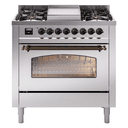 Nostalgie II 36 UP36FNMPSSB Freestanding Dual Fuel Range with 6 Sealed Burners with Griddle Single Oven with Triple Glass Door with Bronze knobs view 1