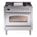 Nostalgie II 36 UP36FNMPSSC Freestanding Dual Fuel Range with 6 Sealed Burners with Griddle Single Oven with Triple Glass Door with Chrome knobs view 1
