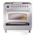 Nostalgie II Series 36 inch Freestanding Dual Fuel Range with Natural Gas, 6 Sealed Burners, 3.5 cu. ft. Total Oven Capacity, Griddle, Convection Oven, Continuous Grates, Storage Drawer, with Chrome Trim view 5