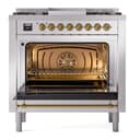 Professional Plus II Series 36 inch Freestanding Dual Fuel Range with Natural Gas, 6 Sealed Burners, 3.5 cu. ft. Total Oven Capacity, Griddle, Convection Oven, Continuous Grates, Storage Drawer, with Brass Trim view 4