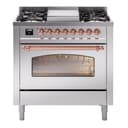 Nostalgie II 36 UP36FNMPSSP Freestanding Dual Fuel Range with 6 Sealed Burners with Griddle Single Oven with Triple Glass Door with Copper knobs view 1