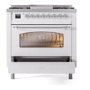 Nostalgie II 36 UP36FNMPWHC Freestanding Dual Fuel Range with 6 Sealed Burners with Griddle Single Oven with Triple Glass Door with Chrome knobs view 5