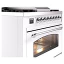 Nostalgie II 36 UP36FNMPWHC Freestanding Dual Fuel Range with 6 Sealed Burners with Griddle Single Oven with Triple Glass Door with Chrome knobs view 6