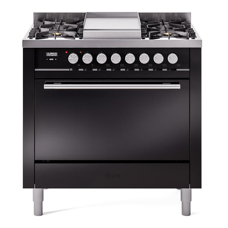 Professional Plus II 36 UP36FQMPBK Freestanding Dual Fuel Range with 6 Sealed Burners with Griddle Single Oven with Solid Door with Stainless Steel knobs