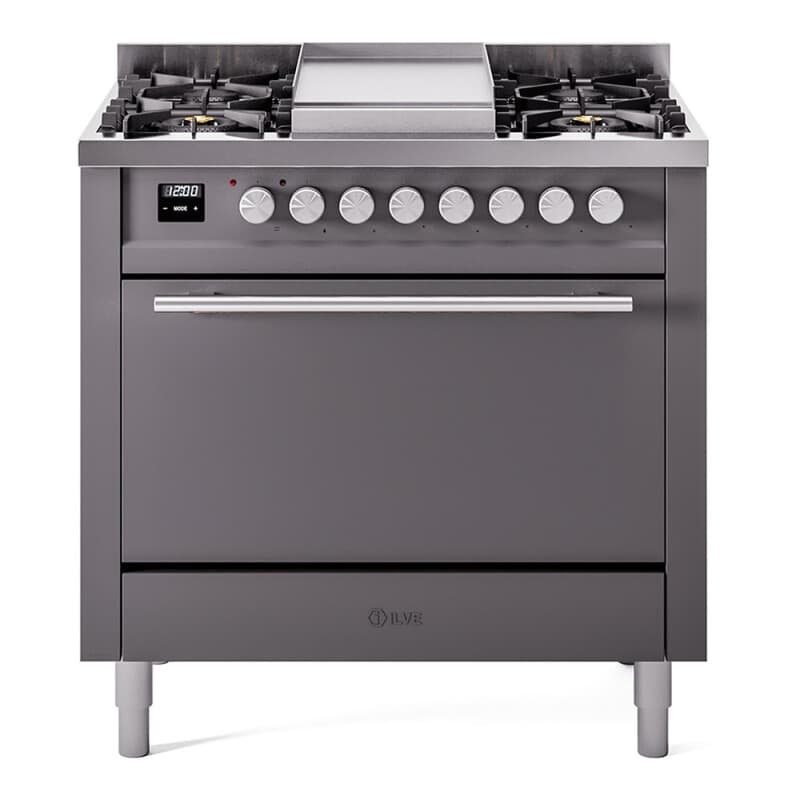 Professional Plus II 36 UP36FQMPMG Freestanding Dual Fuel Range with 6 Sealed Burners with Griddle Single Oven with Solid Door with Stainless Steel knobs