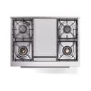 Professional Plus II 36 UP36FQMPRA Freestanding Dual Fuel Range with 6 Sealed Burners with Griddle Single Oven with Solid Door with Stainless Steel knobs view 3