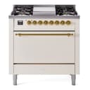 Nostalgie II 36 UP36FQNMPAWG Freestanding Dual Fuel Range with 6 Sealed Burners with Griddle Single Oven with Solid Door with Brass knobs view 1