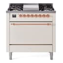 Nostalgie II 36 UP36FQNMPAWP Freestanding Dual Fuel Range with 6 Sealed Burners with Griddle Single Oven with Solid Door with Copper knobs view 1