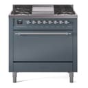 Nostalgie II 36 UP36FQNMPBGC Freestanding Dual Fuel Range with 6 Sealed Burners with Griddle Single Oven with Solid Door with Chrome knobs view 1
