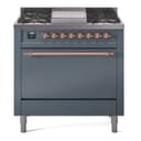 Nostalgie II 36 UP36FQNMPBGP Freestanding Dual Fuel Range with 6 Sealed Burners with Griddle Single Oven with Solid Door with Copper knobs view 1