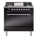 Nostalgie II 36 UP36FQNMPBKC Freestanding Dual Fuel Range with 6 Sealed Burners with Griddle Single Oven with Solid Door with Chrome knobs view 1
