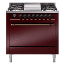Nostalgie II 36 UP36FQNMPBUB Freestanding Dual Fuel Range with 6 Sealed Burners with Griddle Single Oven with Solid Door with Bronze knobs view 1