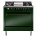 Nostalgie II 36 UP36FQNMPEGB Freestanding Dual Fuel Range with 6 Sealed Burners with Griddle Single Oven with Solid Door with Bronze knobs view 1