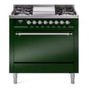Nostalgie II 36 UP36FQNMPEGC Freestanding Dual Fuel Range with 6 Sealed Burners with Griddle Single Oven with Solid Door with Chrome knobs view 1