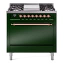 Nostalgie II 36 UP36FQNMPEGP Freestanding Dual Fuel Range with 6 Sealed Burners with Griddle Single Oven with Solid Door with Copper knobs view 1
