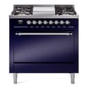Nostalgie II 36 UP36FQNMPMBC Freestanding Dual Fuel Range with 6 Sealed Burners with Griddle Single Oven with Solid Door with Chrome knobs view 1