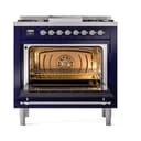 Nostalgie II 36 UP36FQNMPMBC Freestanding Dual Fuel Range with 6 Sealed Burners with Griddle Single Oven with Solid Door with Chrome knobs view 2