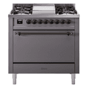 Nostalgie II 36 UP36FQNMPMGB Freestanding Dual Fuel Range with 6 Sealed Burners with Griddle Single Oven with Solid Door with Bronze knobs view 1
