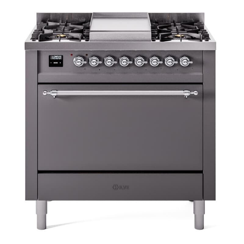 Nostalgie II 36 UP36FQNMPMGC Freestanding Dual Fuel Range with 6 Sealed Burners with Griddle Single Oven with Solid Door with Chrome knobs