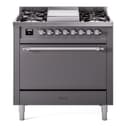 Nostalgie II 36 UP36FQNMPMGC Freestanding Dual Fuel Range with 6 Sealed Burners with Griddle Single Oven with Solid Door with Chrome knobs view 1