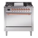 Nostalgie II 36 UP36FQNMPSSP Freestanding Dual Fuel Range with 6 Sealed Burners with Griddle Single Oven with Solid Door with Copper knobs view 1