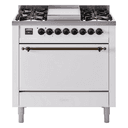 Nostalgie II 36 UP36FQNMPWHB Freestanding Dual Fuel Range with 6 Sealed Burners with Griddle Single Oven with Solid Door with Bronze knobs view 1