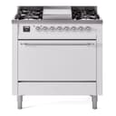 Nostalgie II 36 UP36FQNMPWHC Freestanding Dual Fuel Range with 6 Sealed Burners with Griddle Single Oven with Solid Door with Chrome knobs view 1