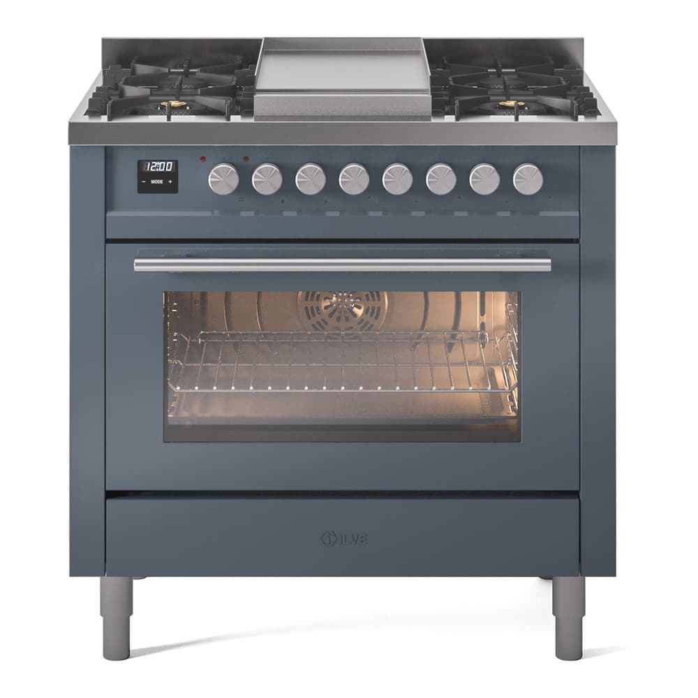 Professional Plus II 36 UP36FWMPBG Freestanding Dual Fuel Range with 6 Sealed Burners with Griddle Single Oven with Triple Glass Door with Stainless Steel knobs