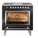 Professional Plus II 36 UP36FWMPBK Freestanding Dual Fuel Range with 6 Sealed Burners with Griddle Single Oven with Triple Glass Door with Stainless Steel knobs view 3